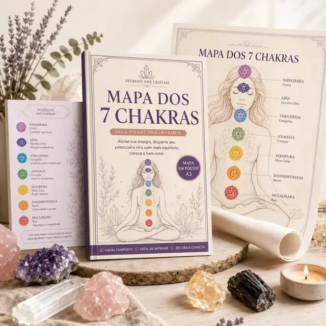 Bônus Mapa Visual dos 7 Chakras pra Imprimir