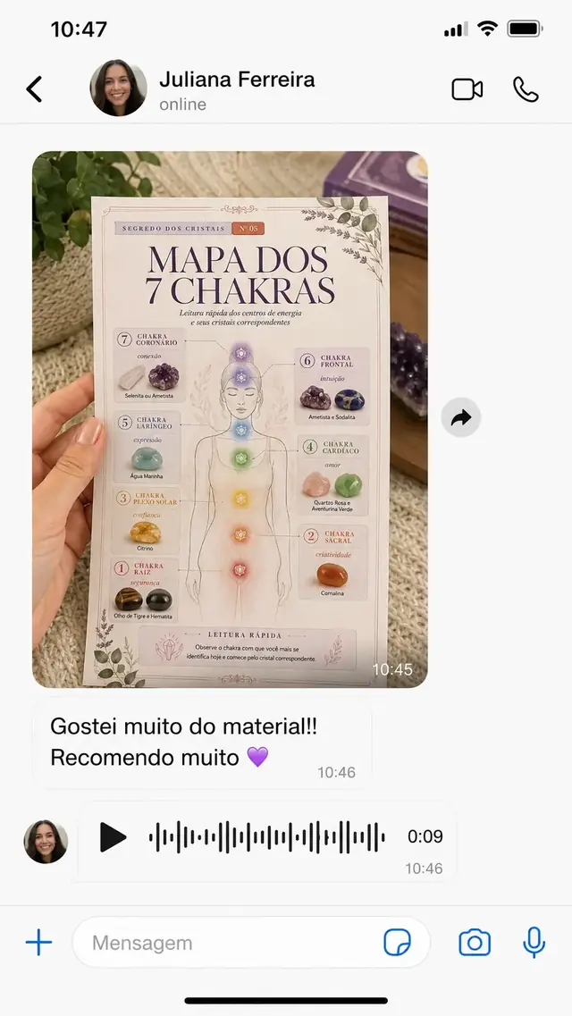 Depoimento de cliente sobre o material Segredo dos Cristais