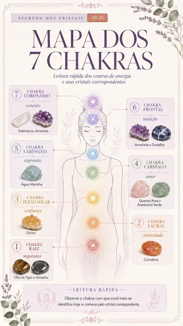 Mapa visual dos 7 Chakras